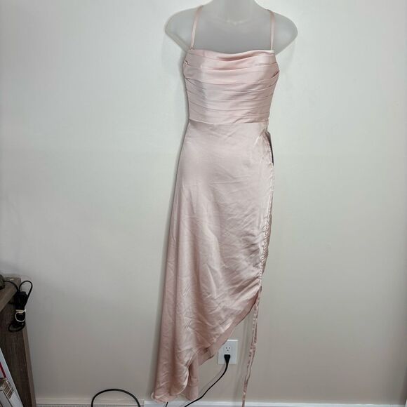 Azazie reese stretch dress english rose midi length size A0 NWT Evening Wedding - Picture 1 of 7